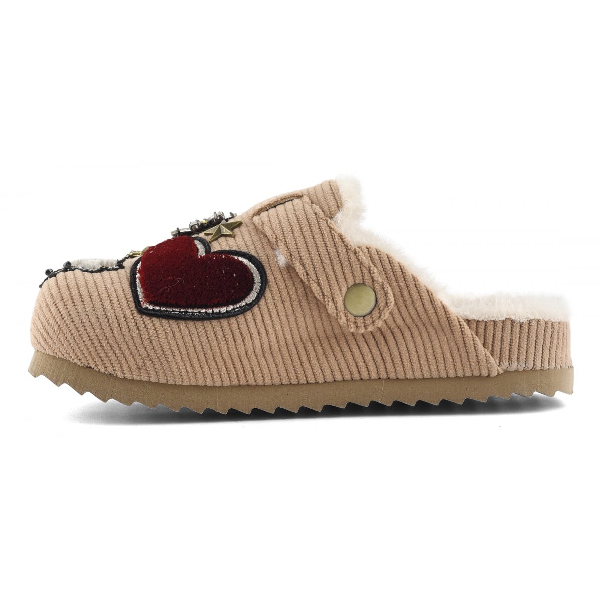 Sabot in velluto a coste con patch