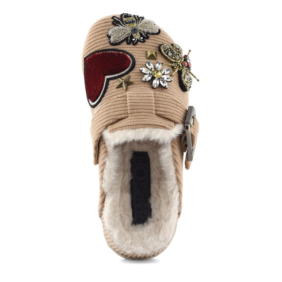 Sabot in velluto a coste con patch