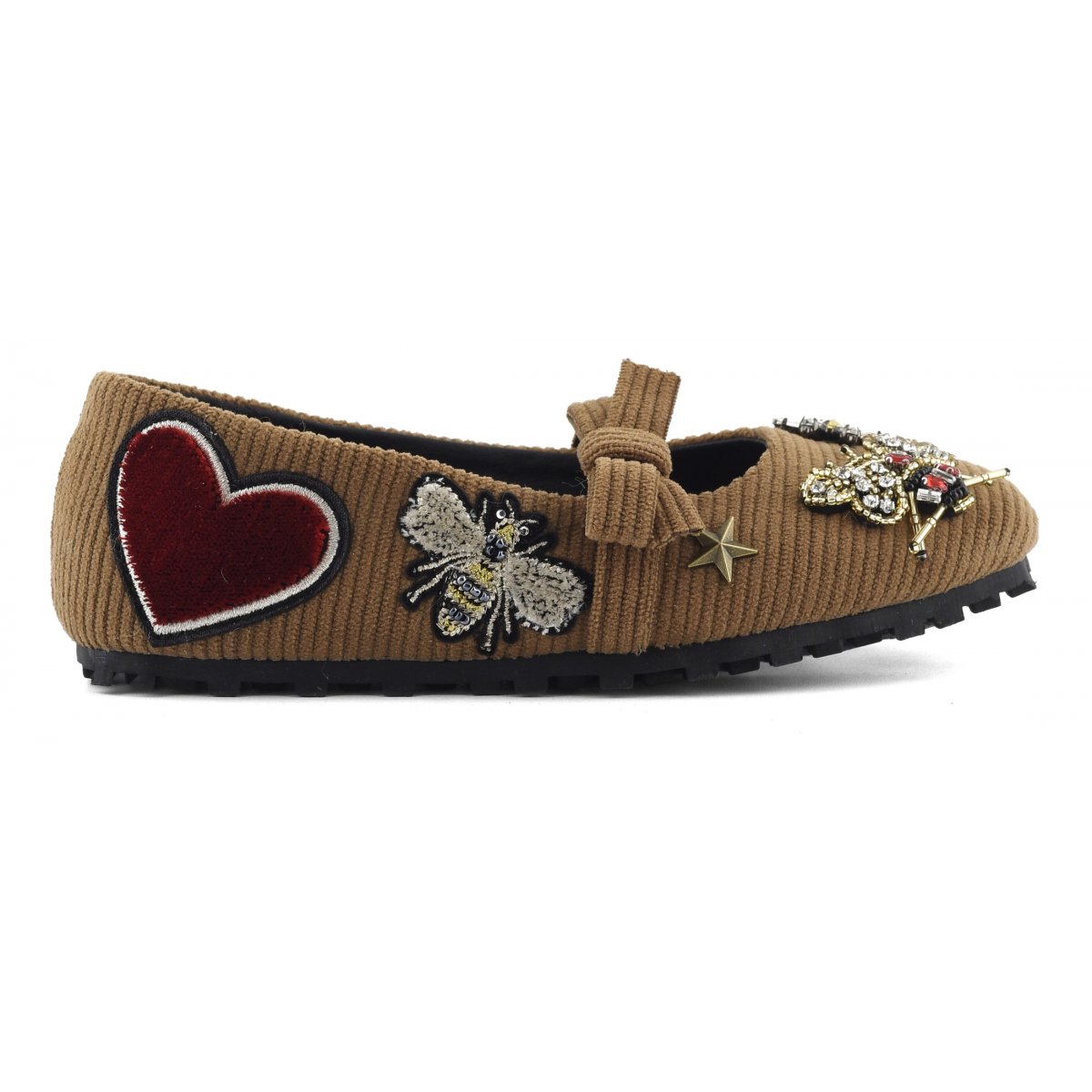 Velvet & patches ballet shoe