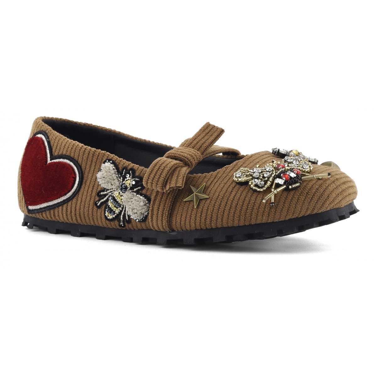 Velvet & patches ballet shoe