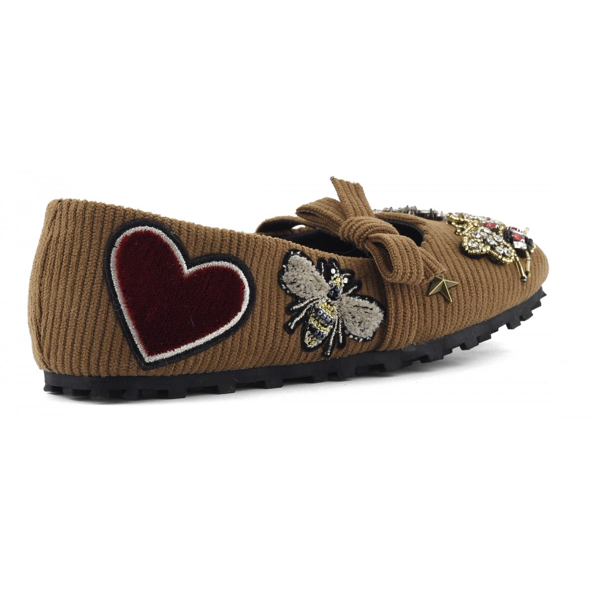 Velvet & patches ballet shoe