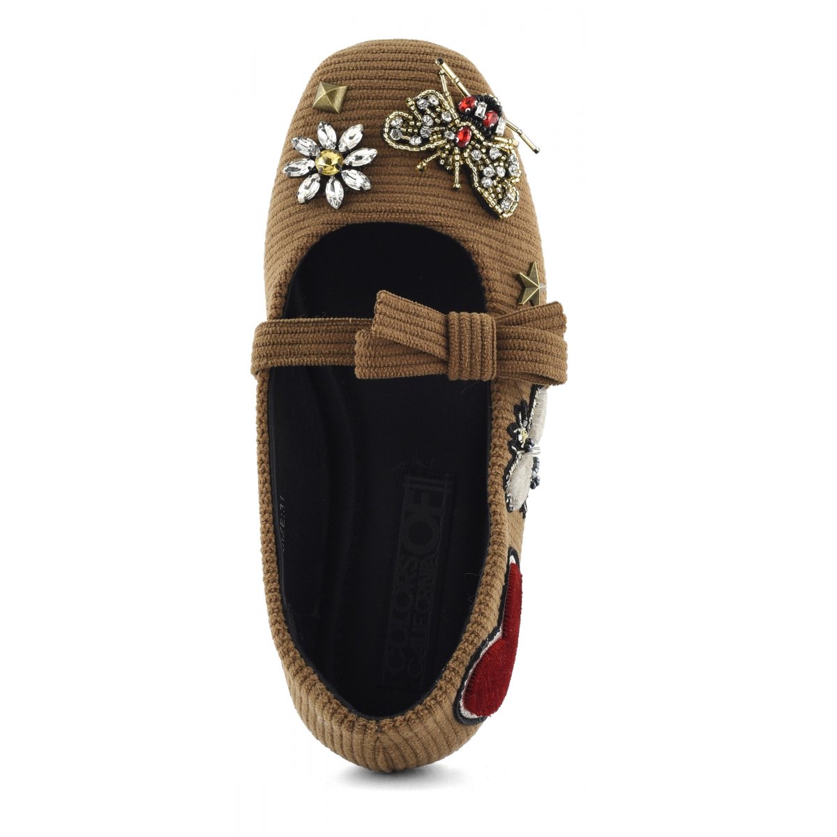 Velvet & patches ballet shoe