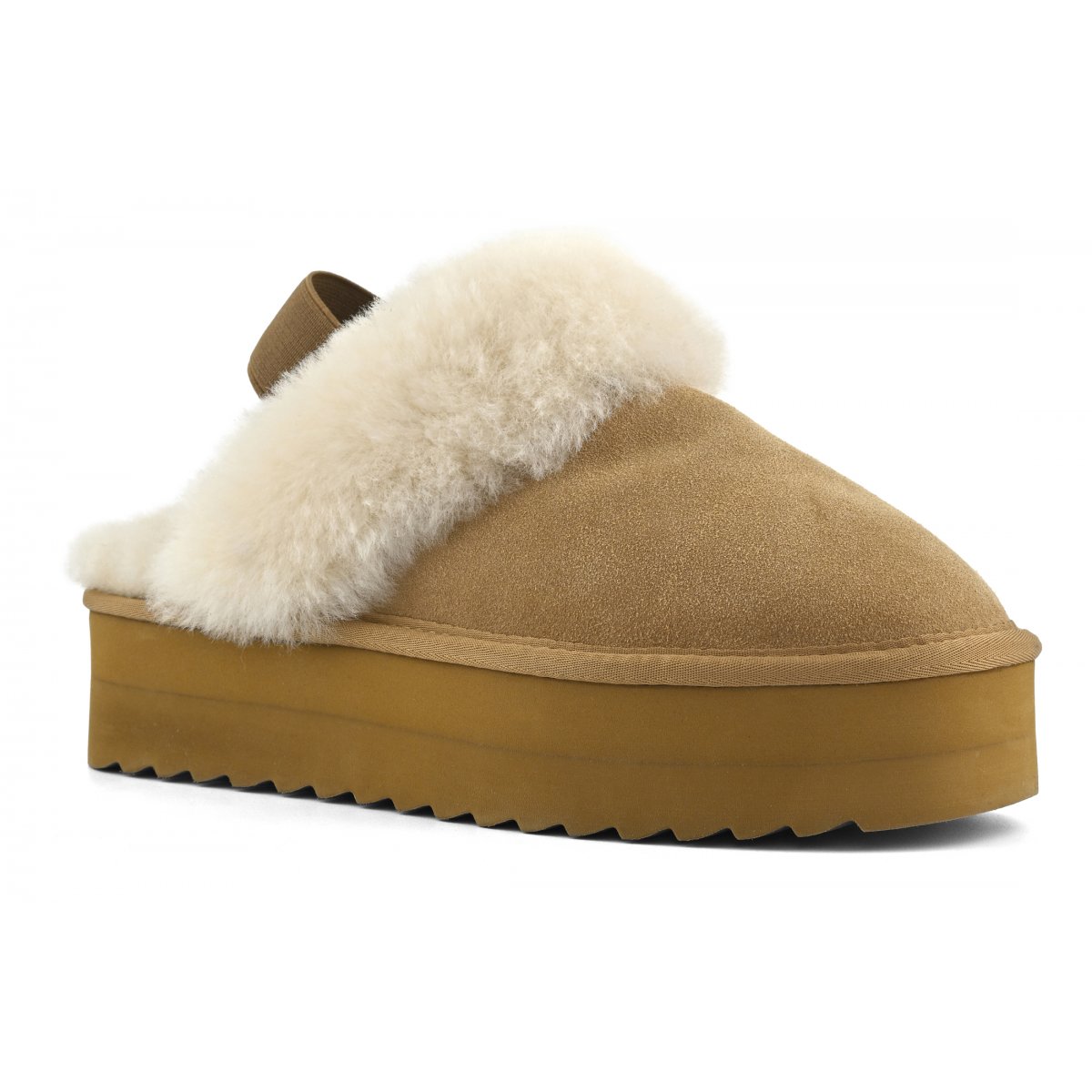 Chaussons à plateforme en peau de mouton