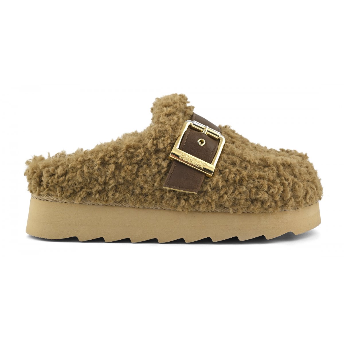 Plateforme sabot en fourrure teddy