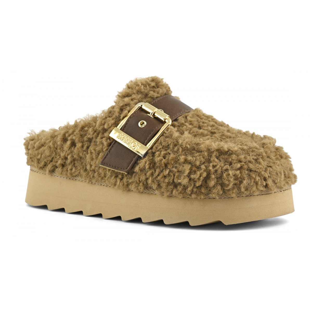 Plateforme sabot en fourrure teddy