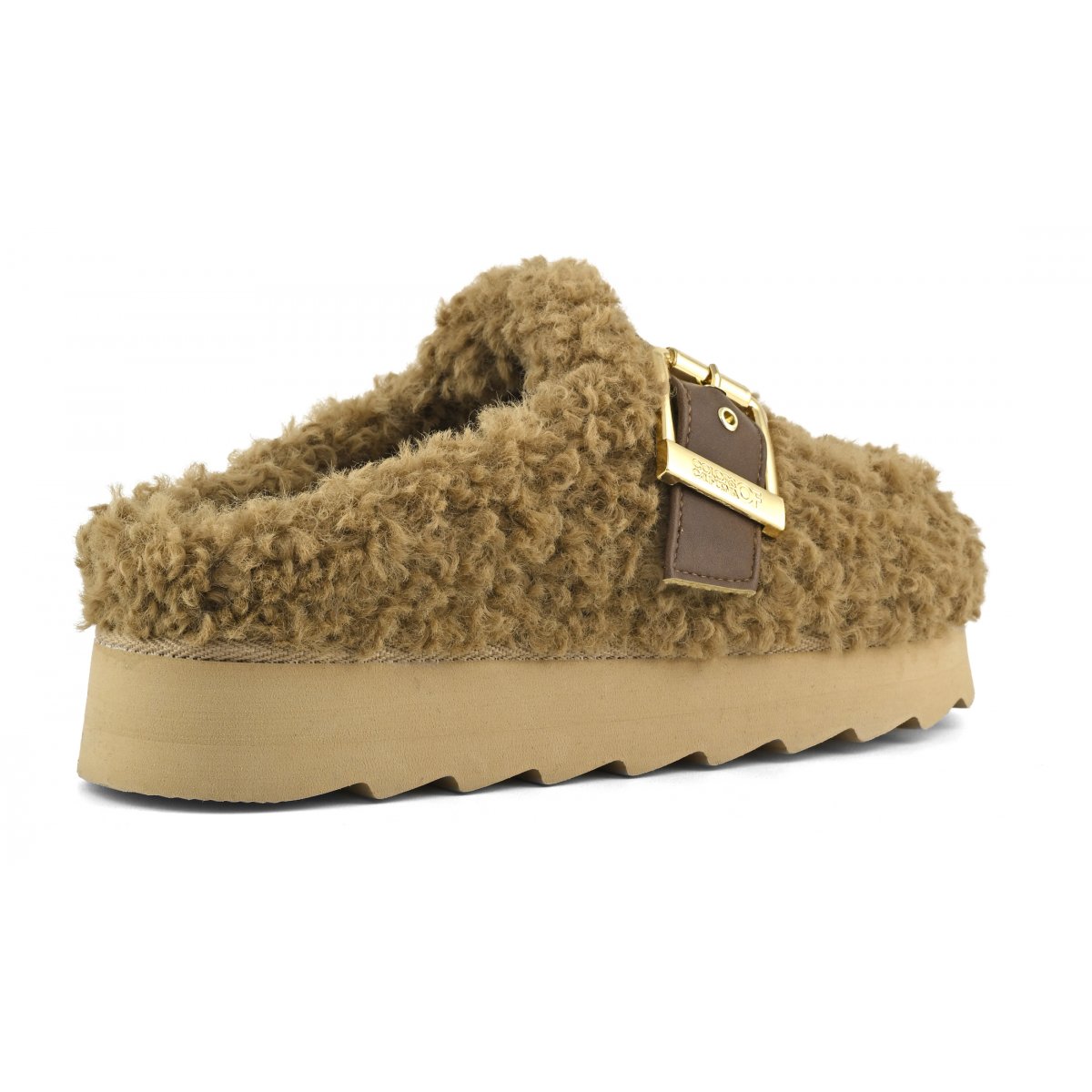 Plateforme sabot en fourrure teddy