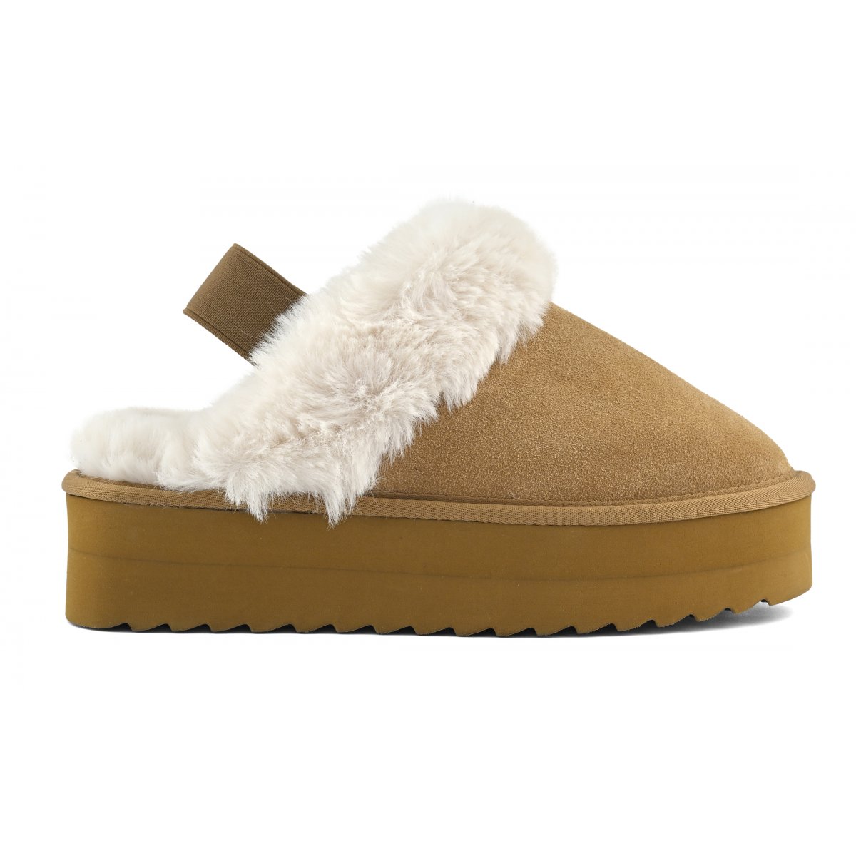 Chaussons à plateau en fourrure