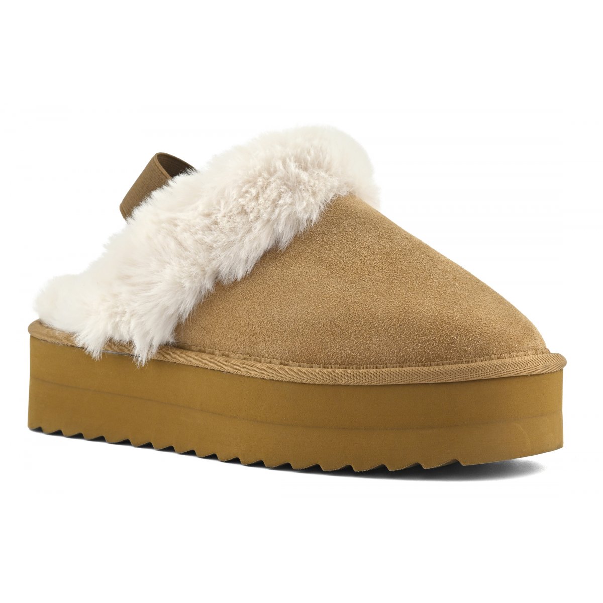 Chaussons à plateau en fourrure