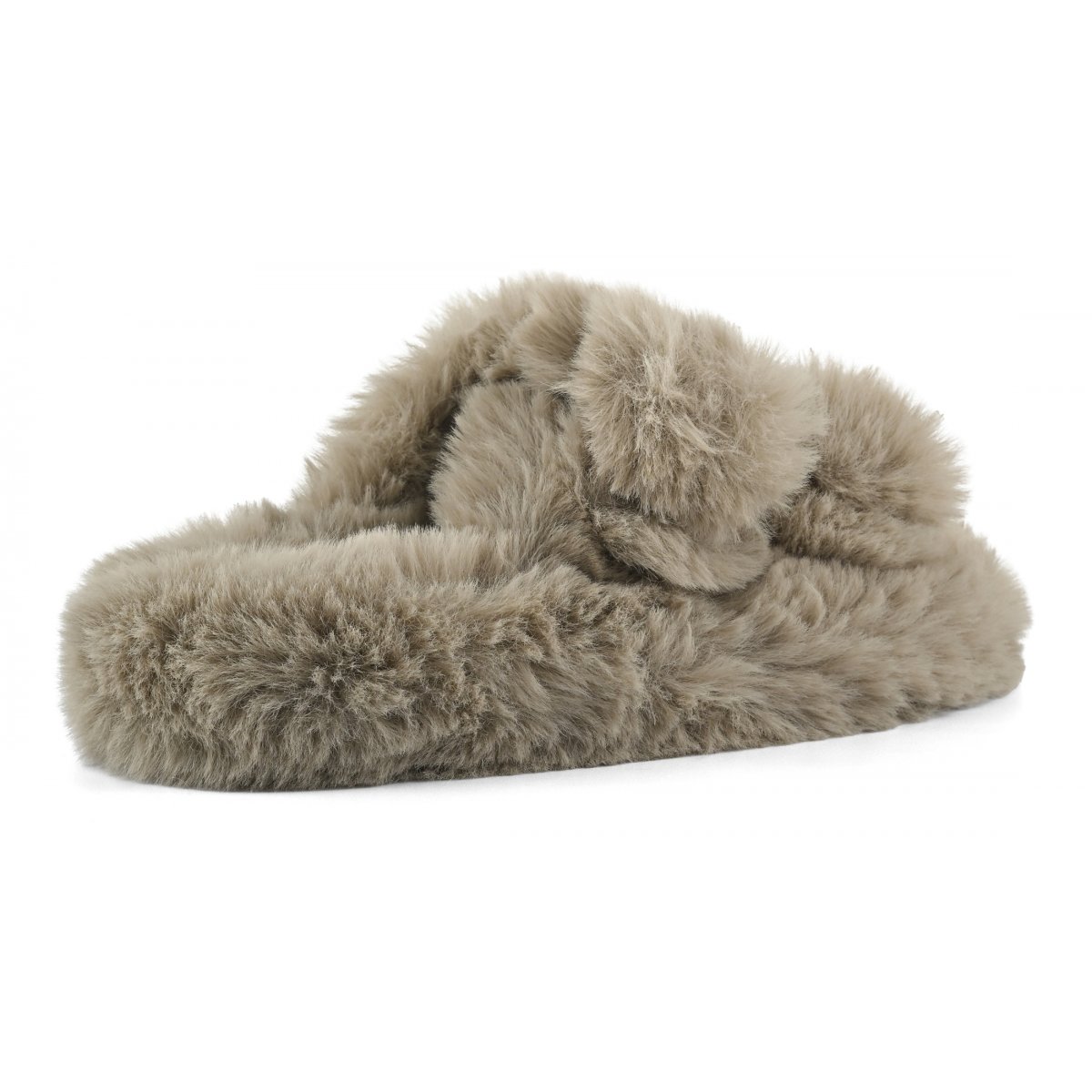 Chaussons ouverts façon mule en fourrure