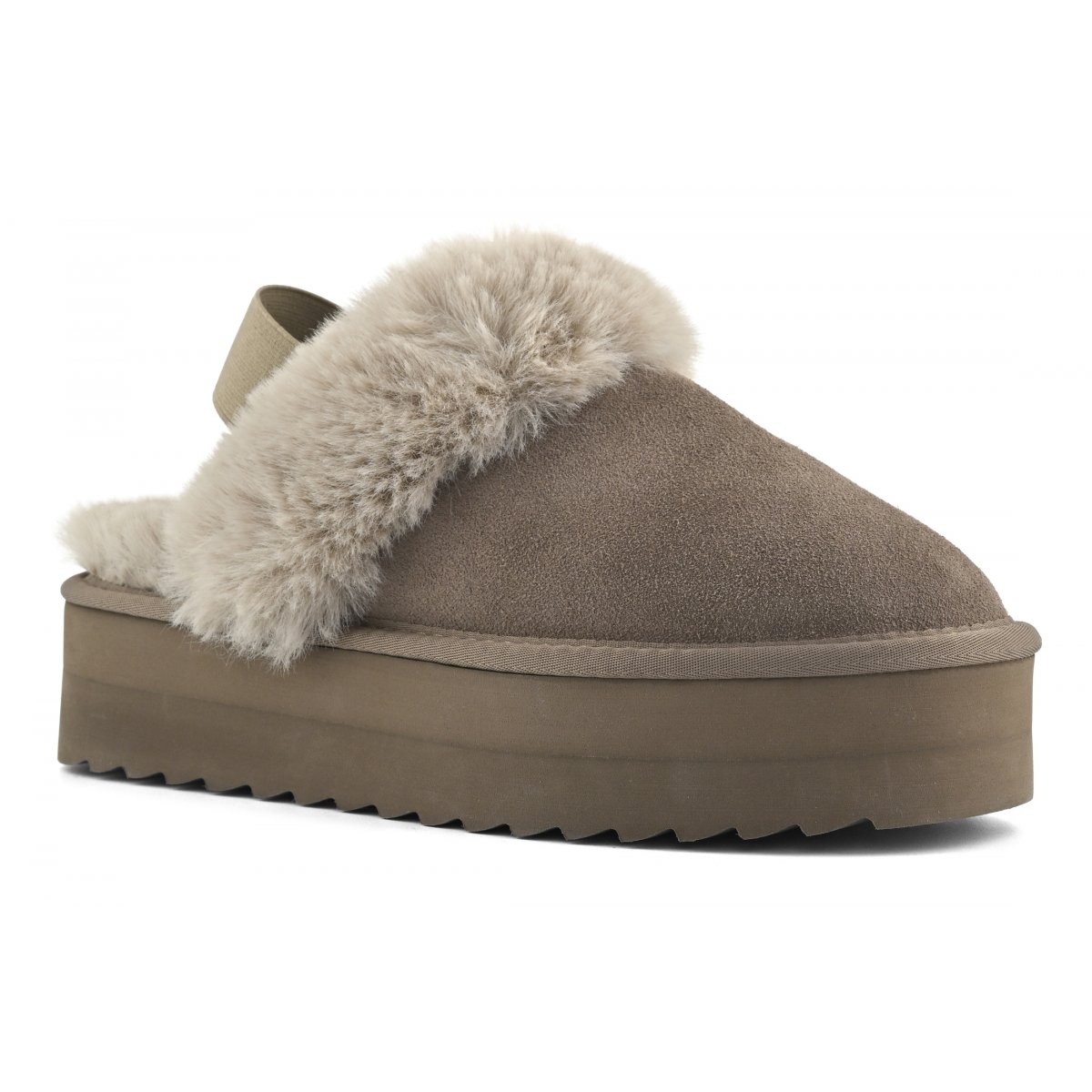 Chaussons à plateau en fourrure