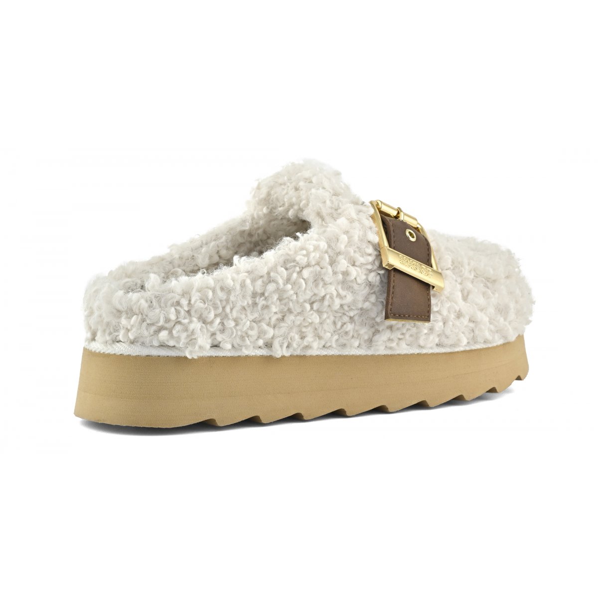 Plateforme sabot en fourrure teddy