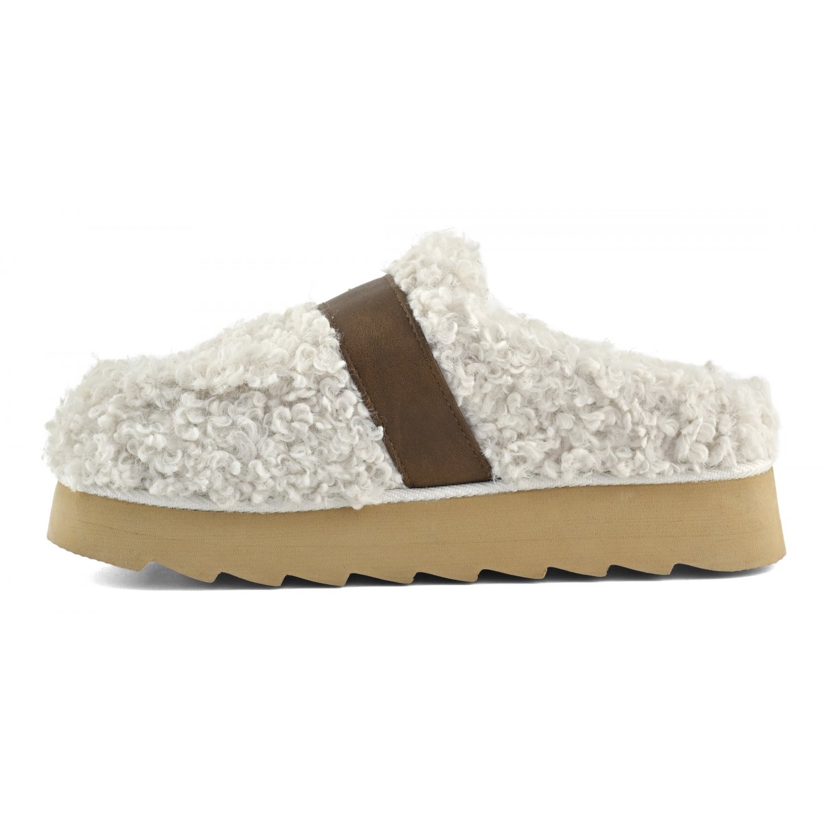 Plateforme sabot en fourrure teddy