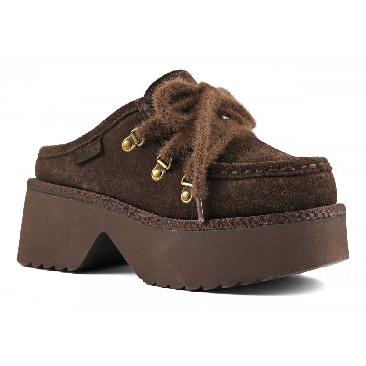 HELEN - Sabot plateforme en cuir suede
