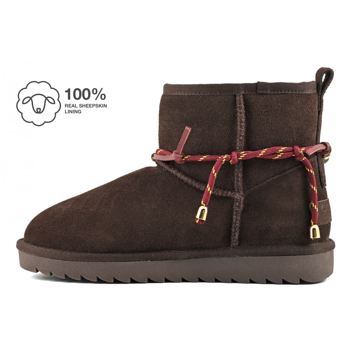 MIWO SHEEPSKIN - Botte en cuir avec doublure en mouton et accessoires perles