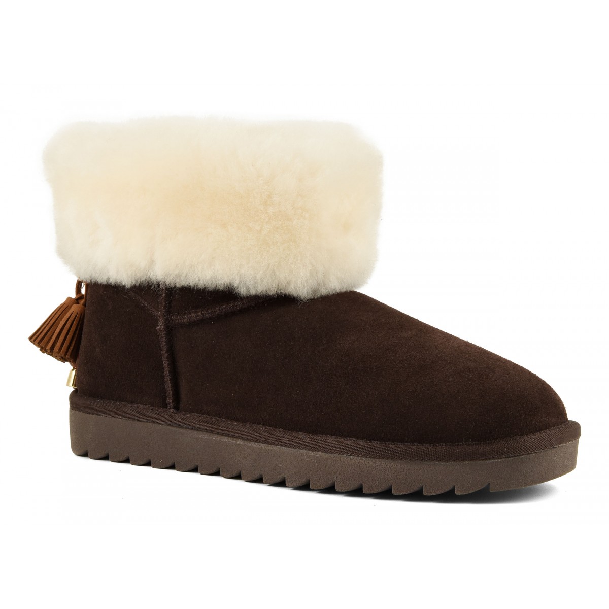MIWO SHEEPSKIN - Botte en cuir con revers en mouton et accessoire