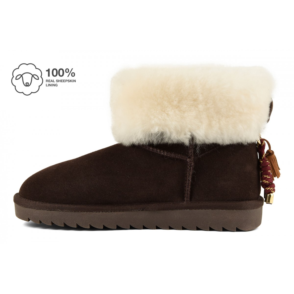 MIWO SHEEPSKIN - Botte en cuir con revers en mouton et accessoire
