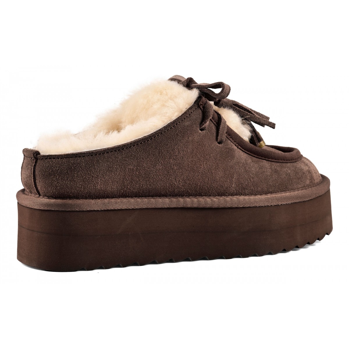 YURO SHEEPSKIN - Sabot plateforme en cuir avec laÃ§age en mouton