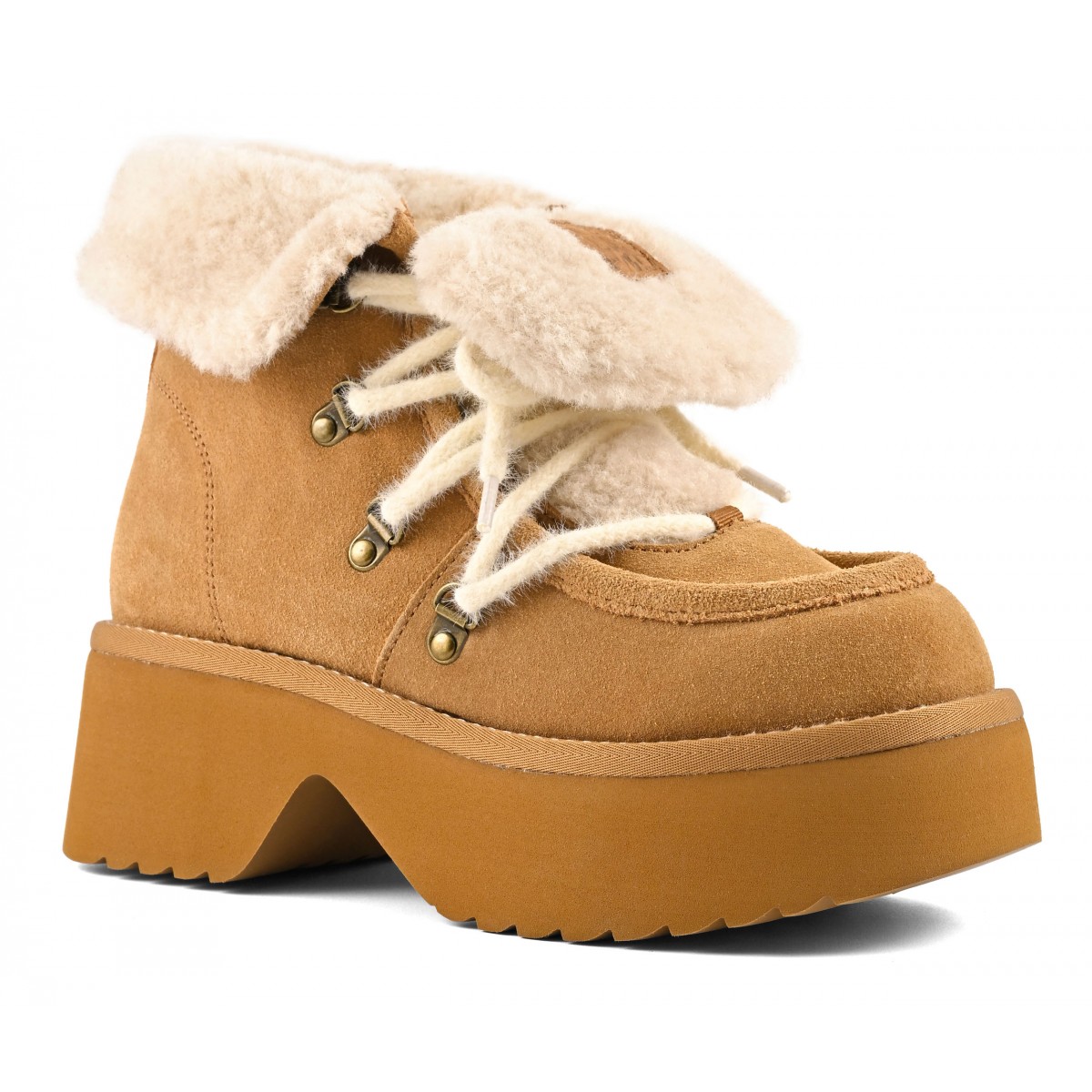 HELEN - Plateau Ã  lacets en cuir suÃ©dÃ©