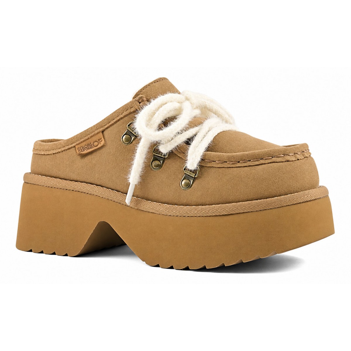 HELEN - Sabot plateforme en cuir suede