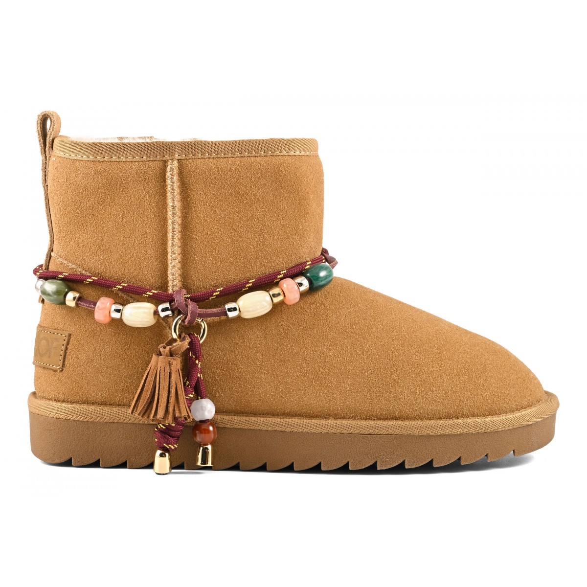 MIWO SHEEPSKIN - Botte en cuir avec doublure en mouton et accessoires perles