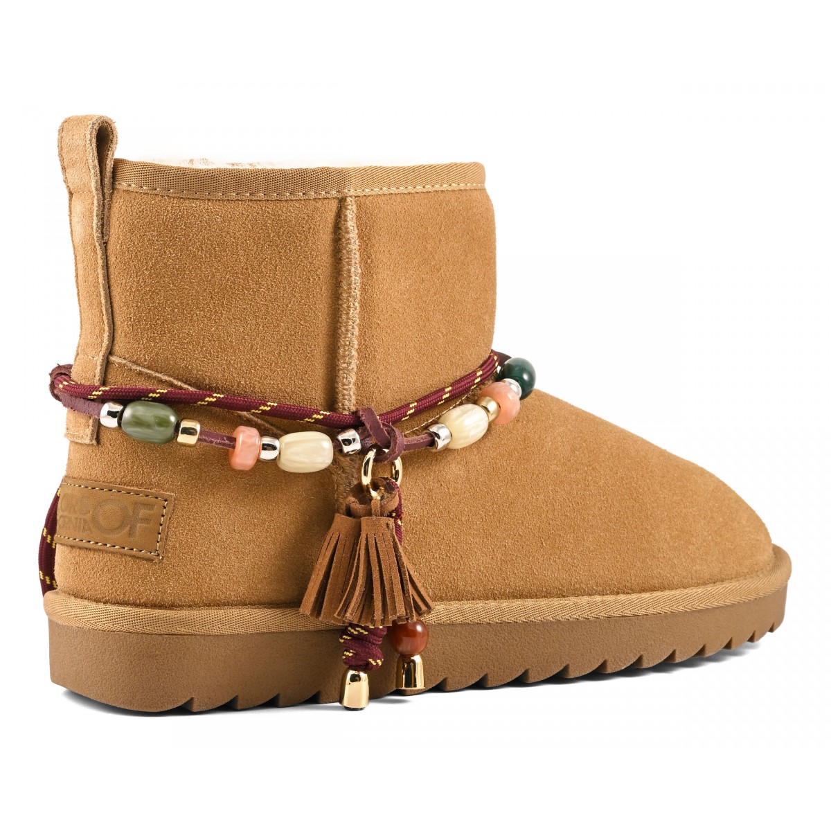 MIWO SHEEPSKIN - Botte en cuir avec doublure en mouton et accessoires perles