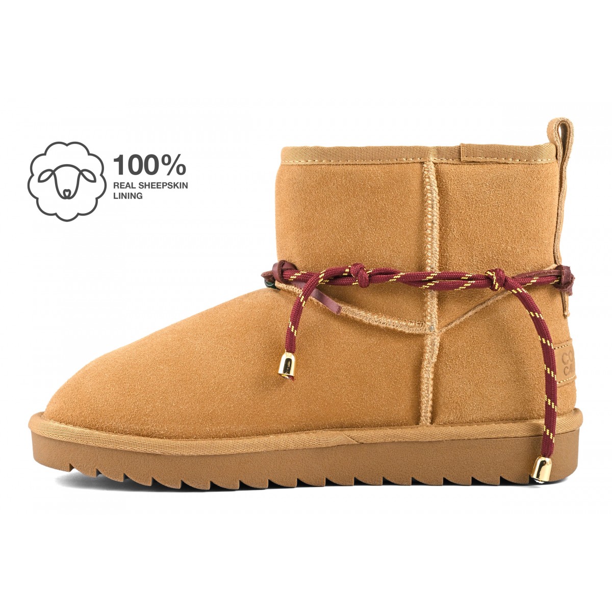 MIWO SHEEPSKIN - Botte en cuir avec doublure en mouton et accessoires perles