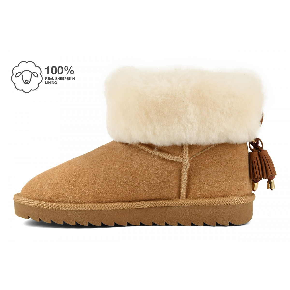MIWO SHEEPSKIN - Botte en cuir con revers en mouton et accessoire