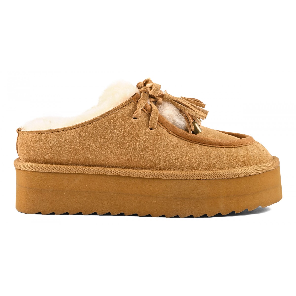YURO SHEEPSKIN - Sabot plateforme en cuir avec laÃ§age en mouton