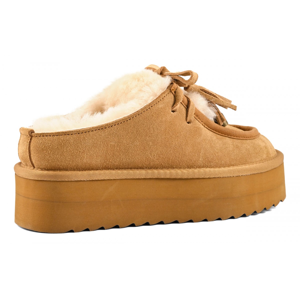 YURO SHEEPSKIN - Sabot plateforme en cuir avec laÃ§age en mouton