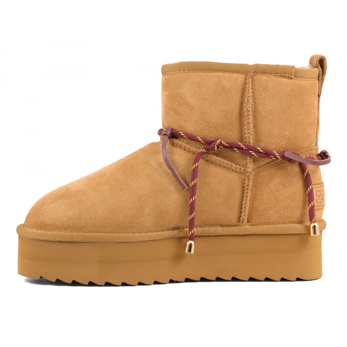 YURO SHEEPSKIN - Plateforme en cuir avec doublure en mouton et accessoire perles