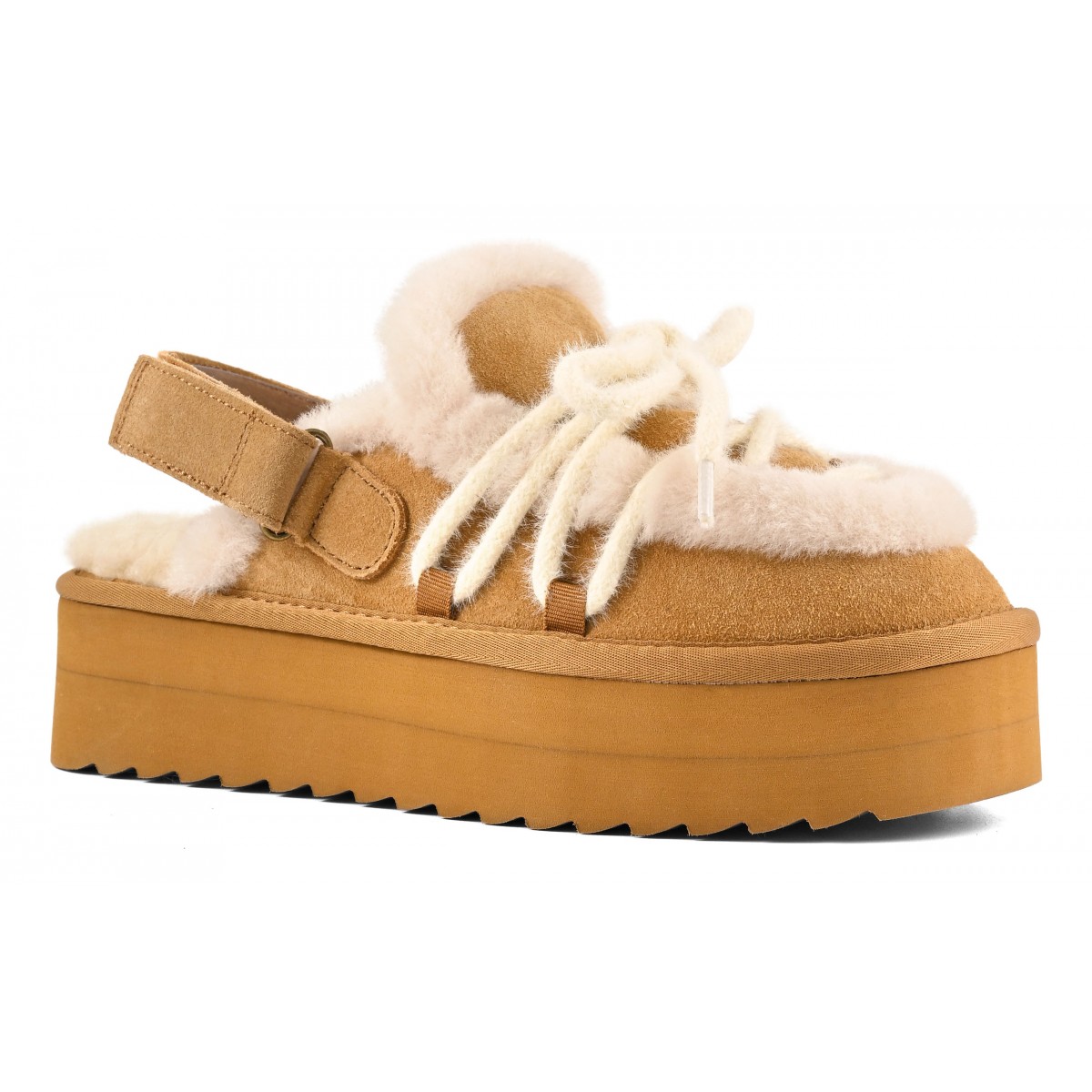 YURO - Sabot plateforme en cuir suede