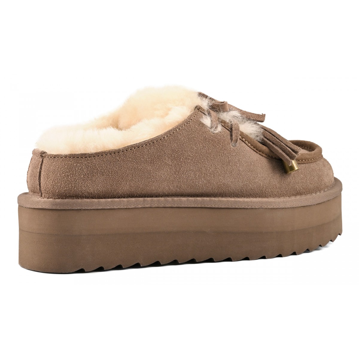 YURO SHEEPSKIN - Sabot plateforme en cuir avec laÃ§age en mouton