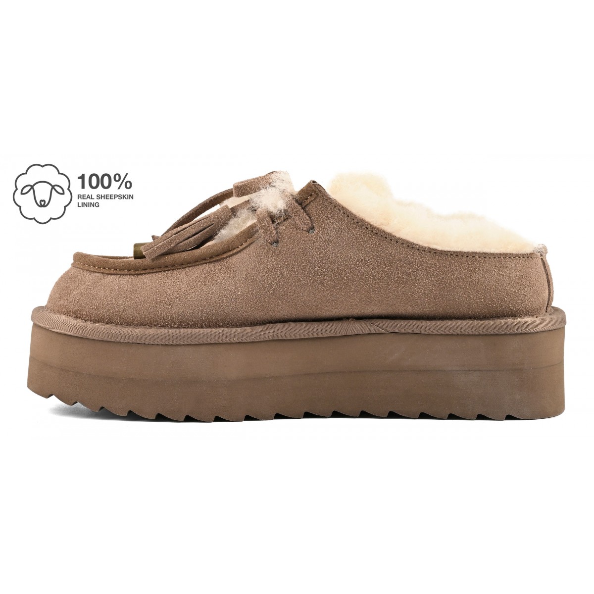 YURO SHEEPSKIN - Sabot plateforme en cuir avec laÃ§age en mouton