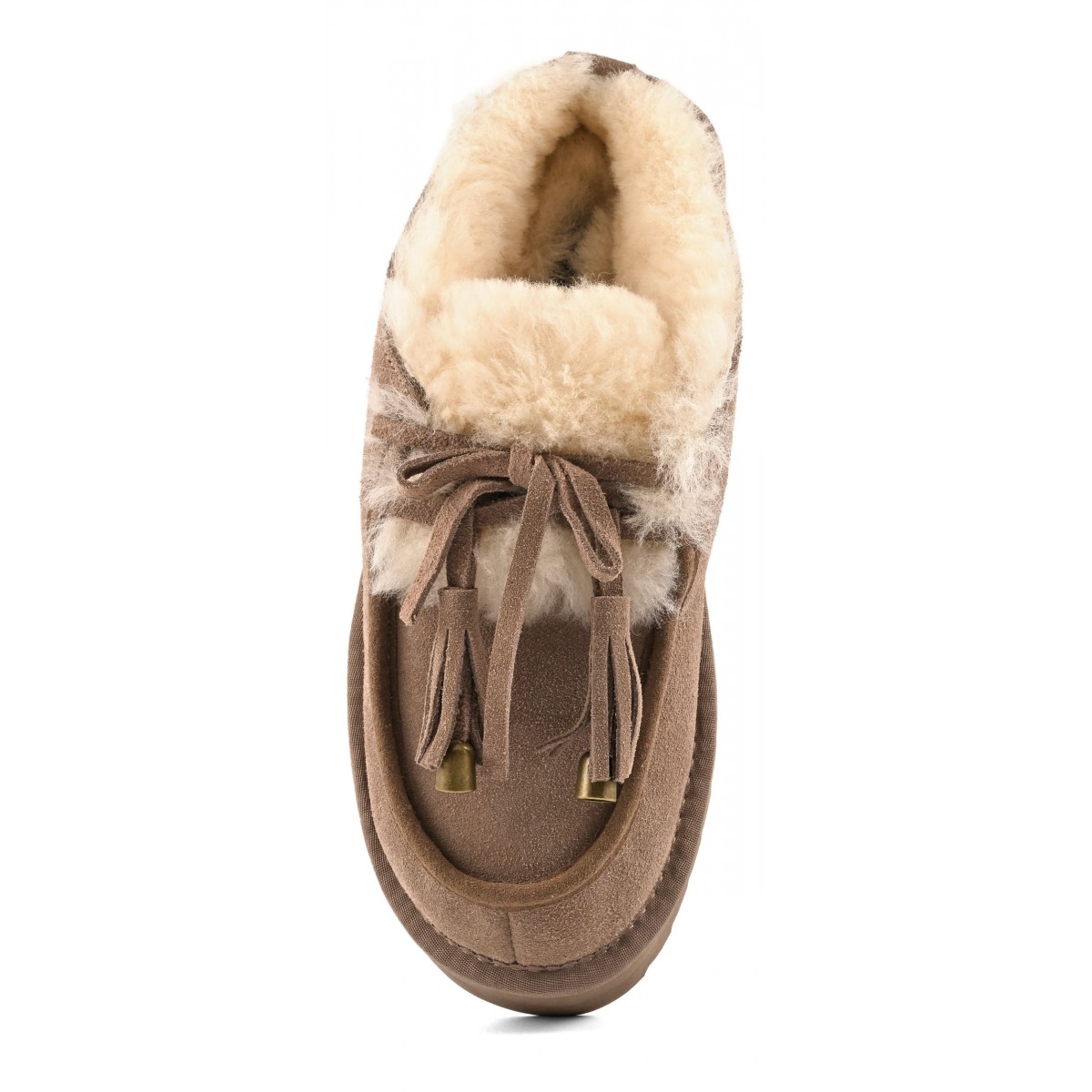 YURO SHEEPSKIN - Sabot plateforme en cuir avec laÃ§age en mouton