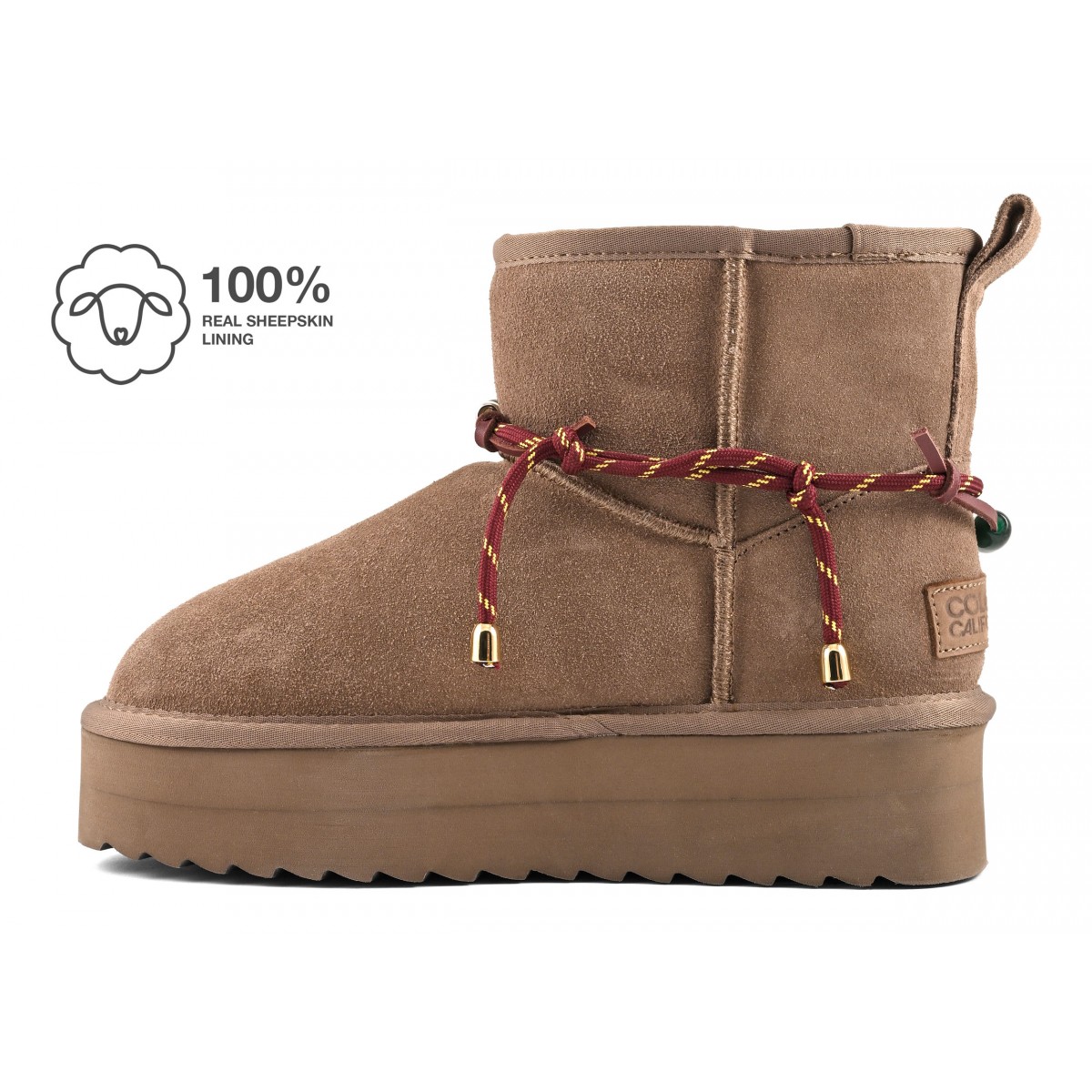 YURO SHEEPSKIN - Plateforme en cuir avec doublure en mouton et accessoire perles