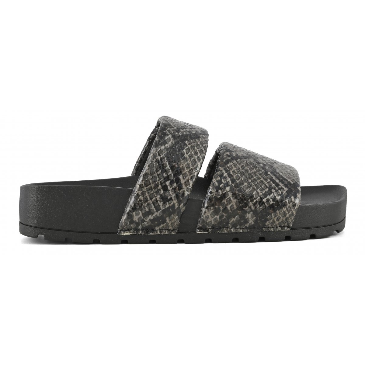 Animalier square-toe two-band slide