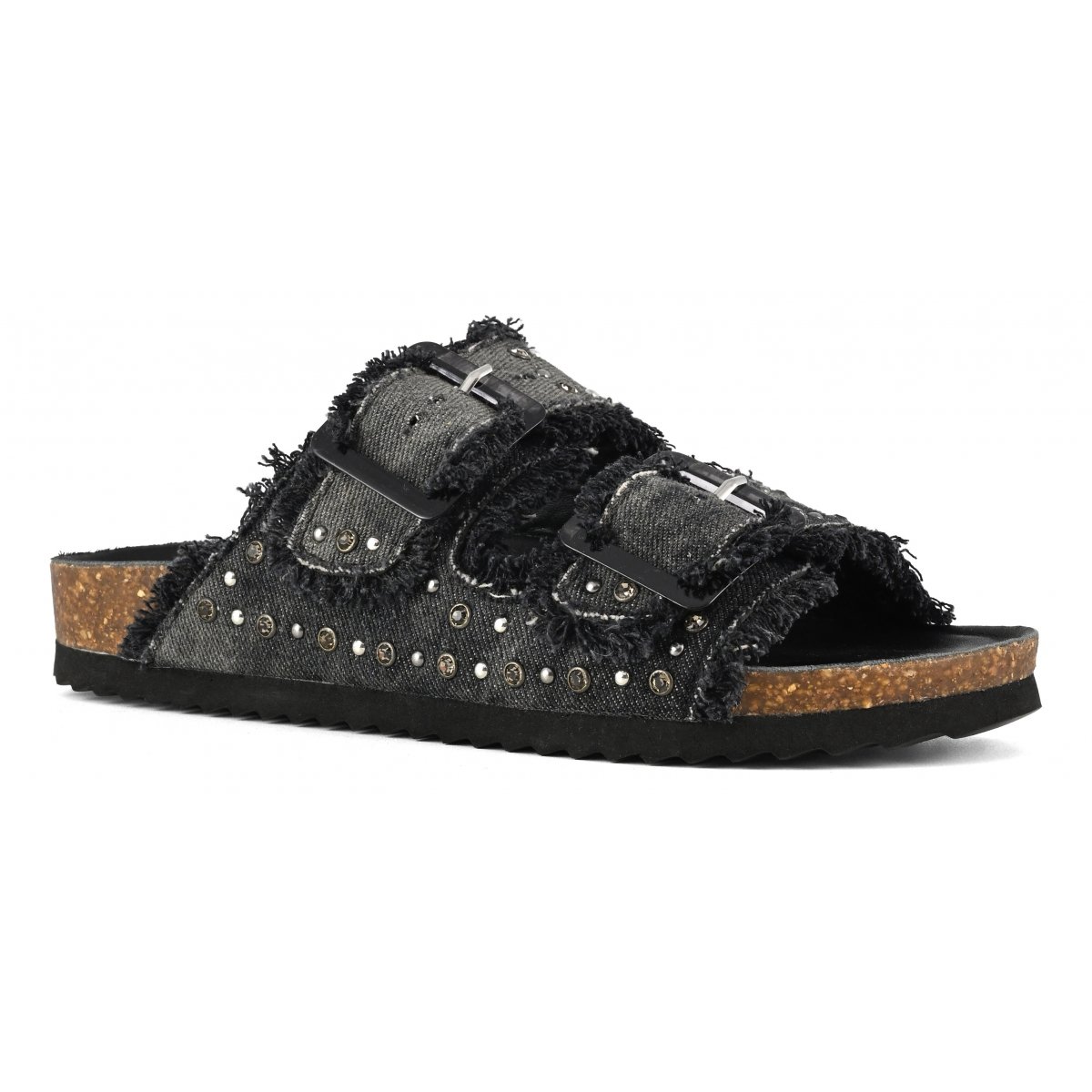 Sandales en denim et strass