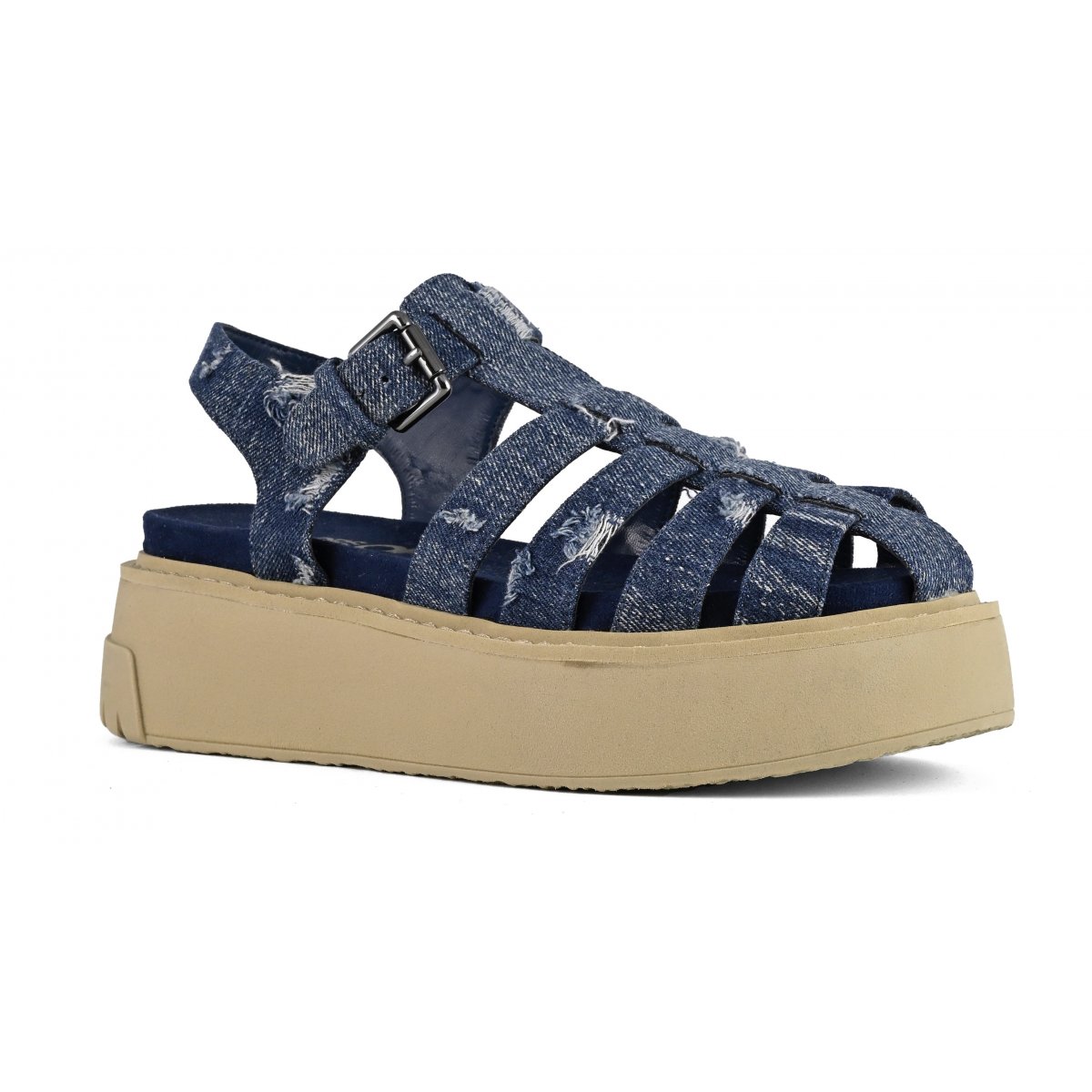 Sandales fisherman avec semelle sneakers en denim