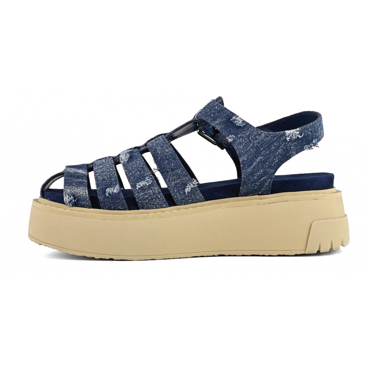 Sandales fisherman avec semelle sneakers en denim