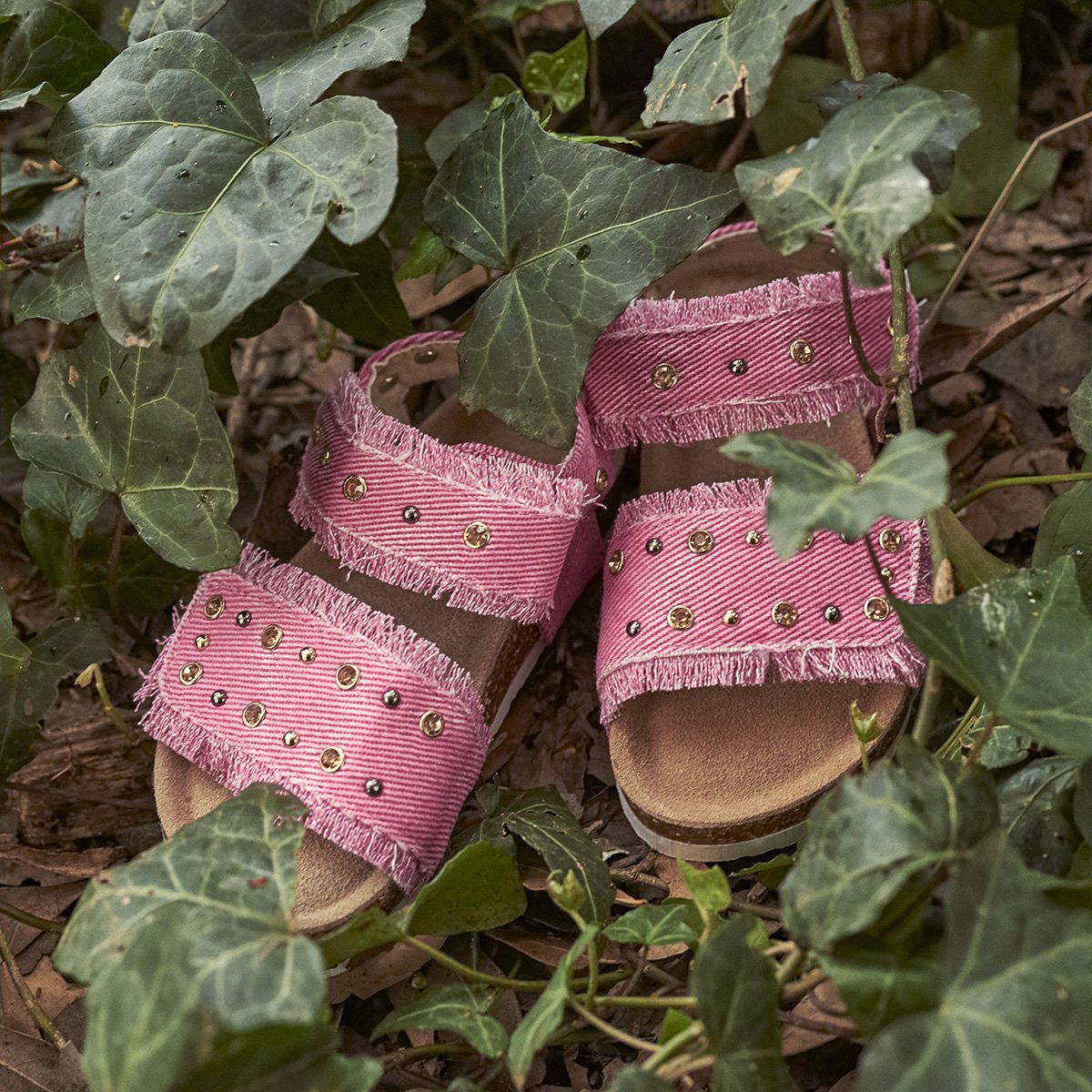 Sandales baby denim avec strass