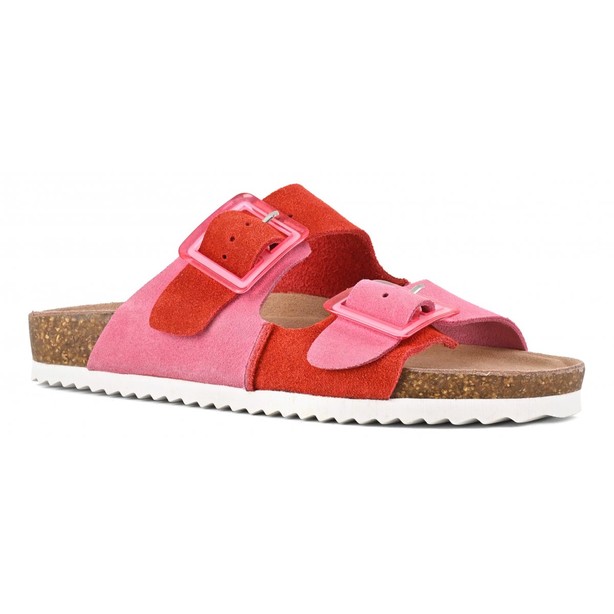 Sandales en daim bicolore