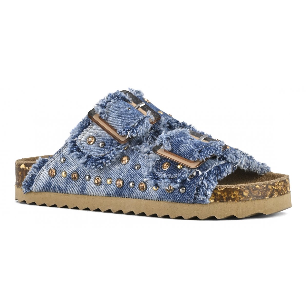 Sandale en denim et strass