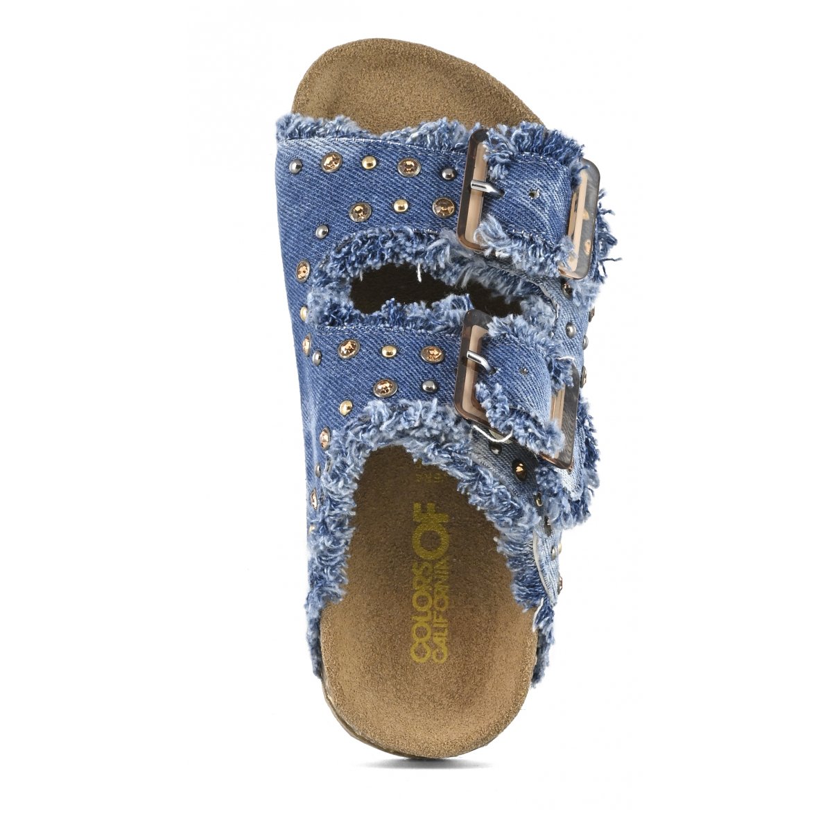 Sandale en denim et strass