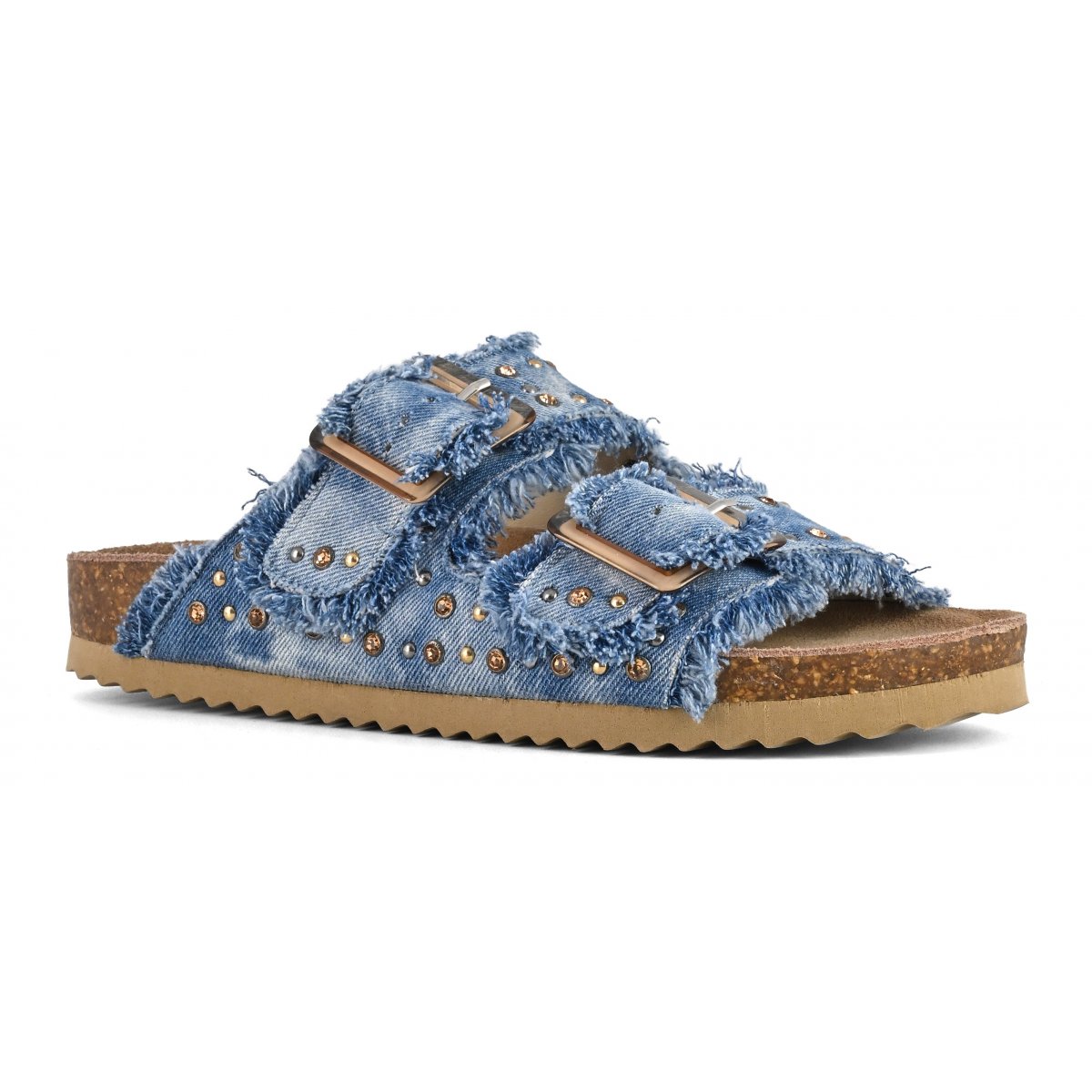 Sandales en denim et strass