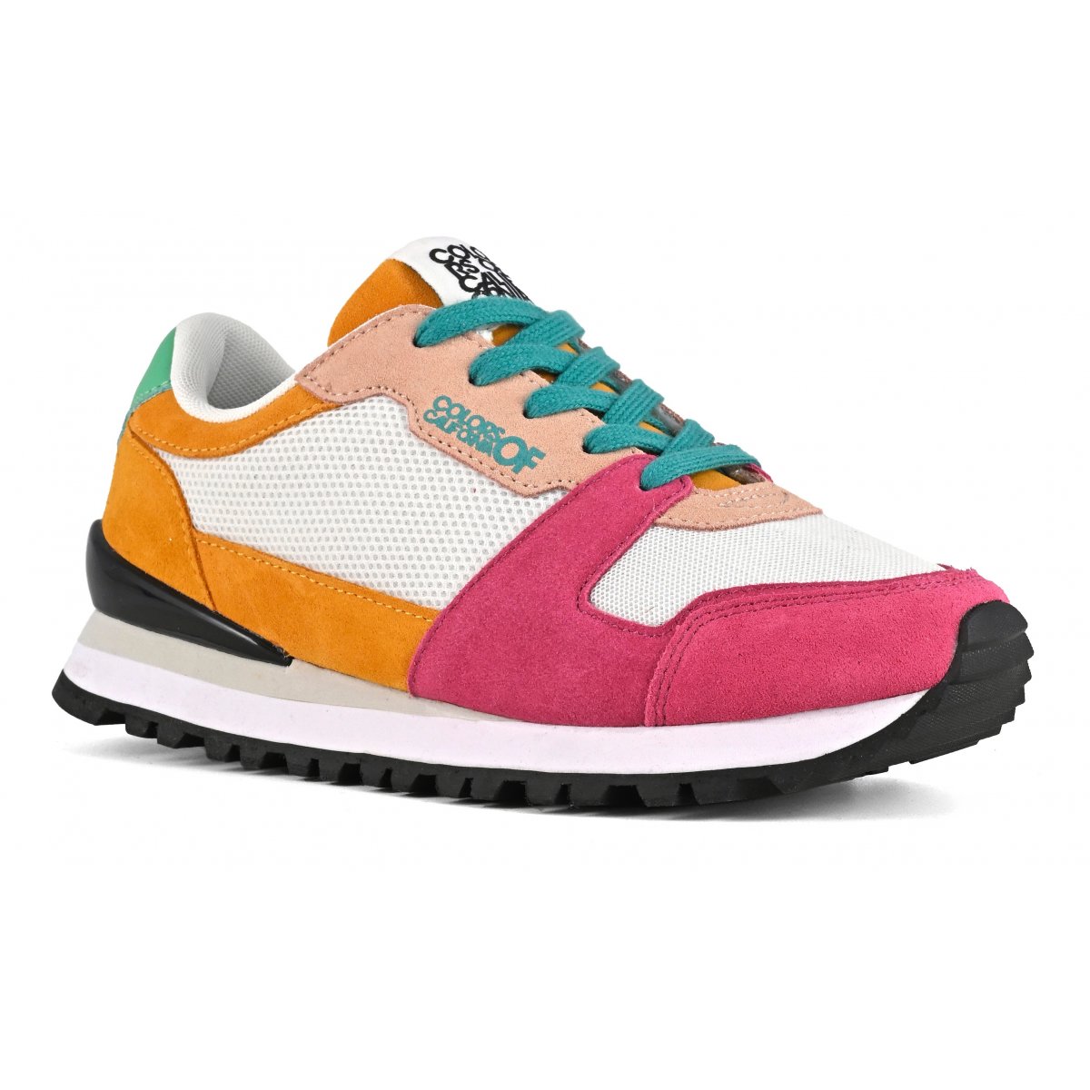 Sneakers running en daim multicolore