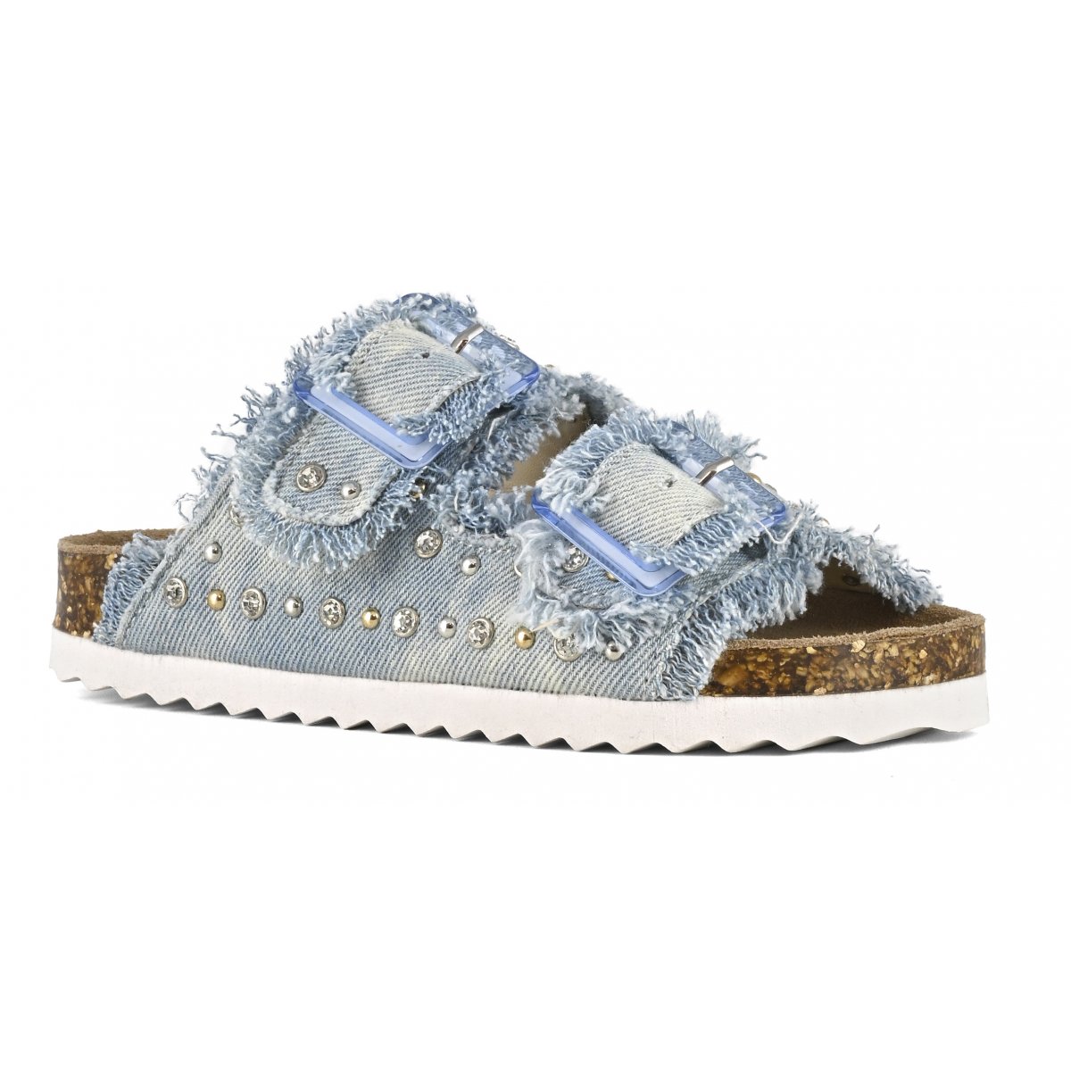 Sandale en denim et strass