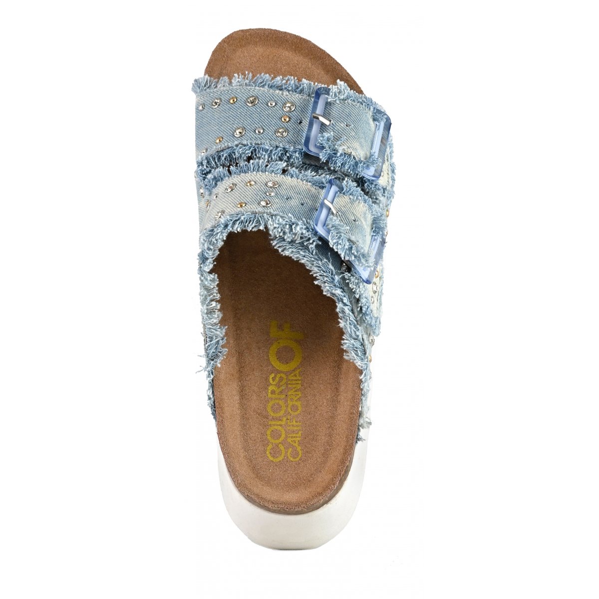 Sandales avec plateforme en denim avec strass