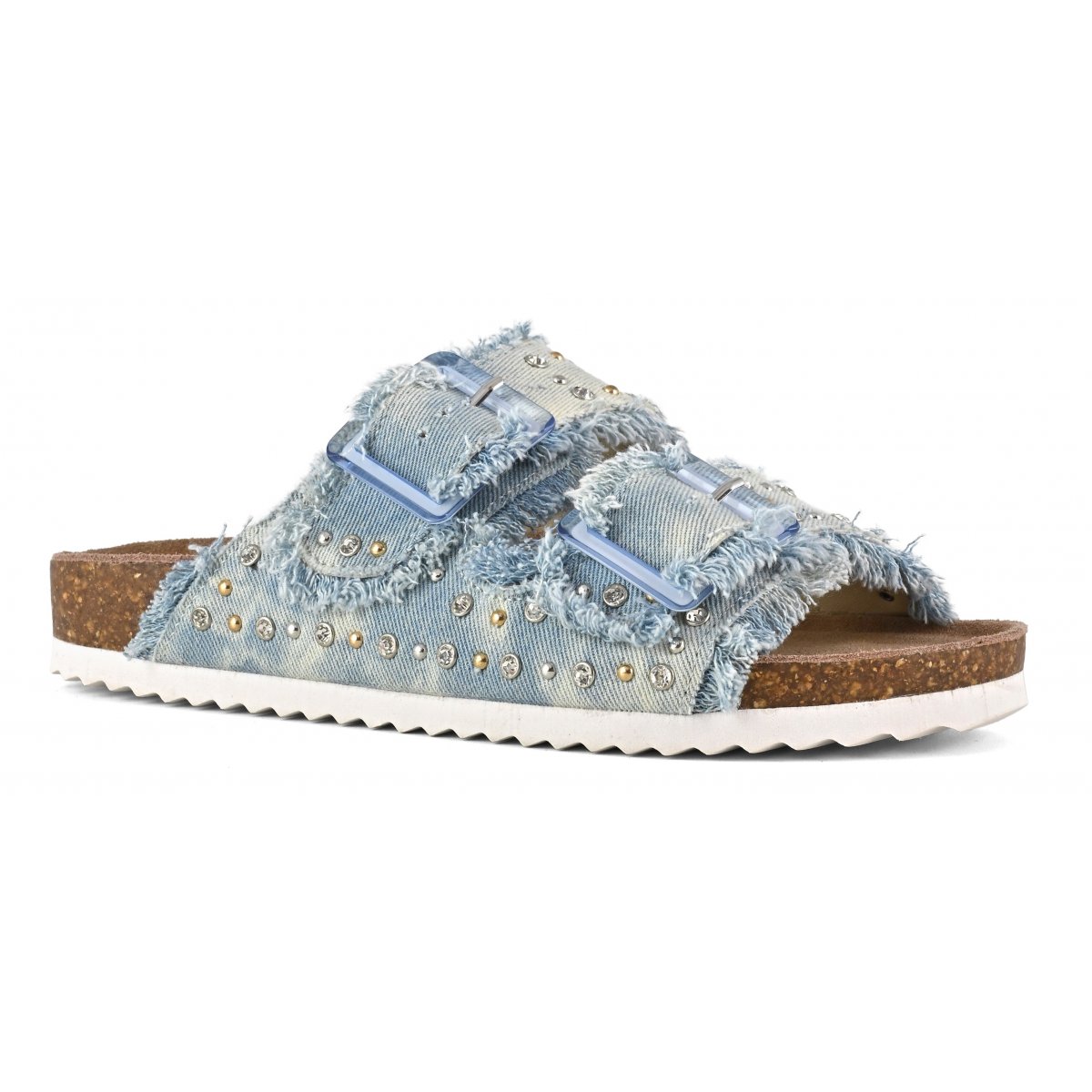 Sandales en denim et strass