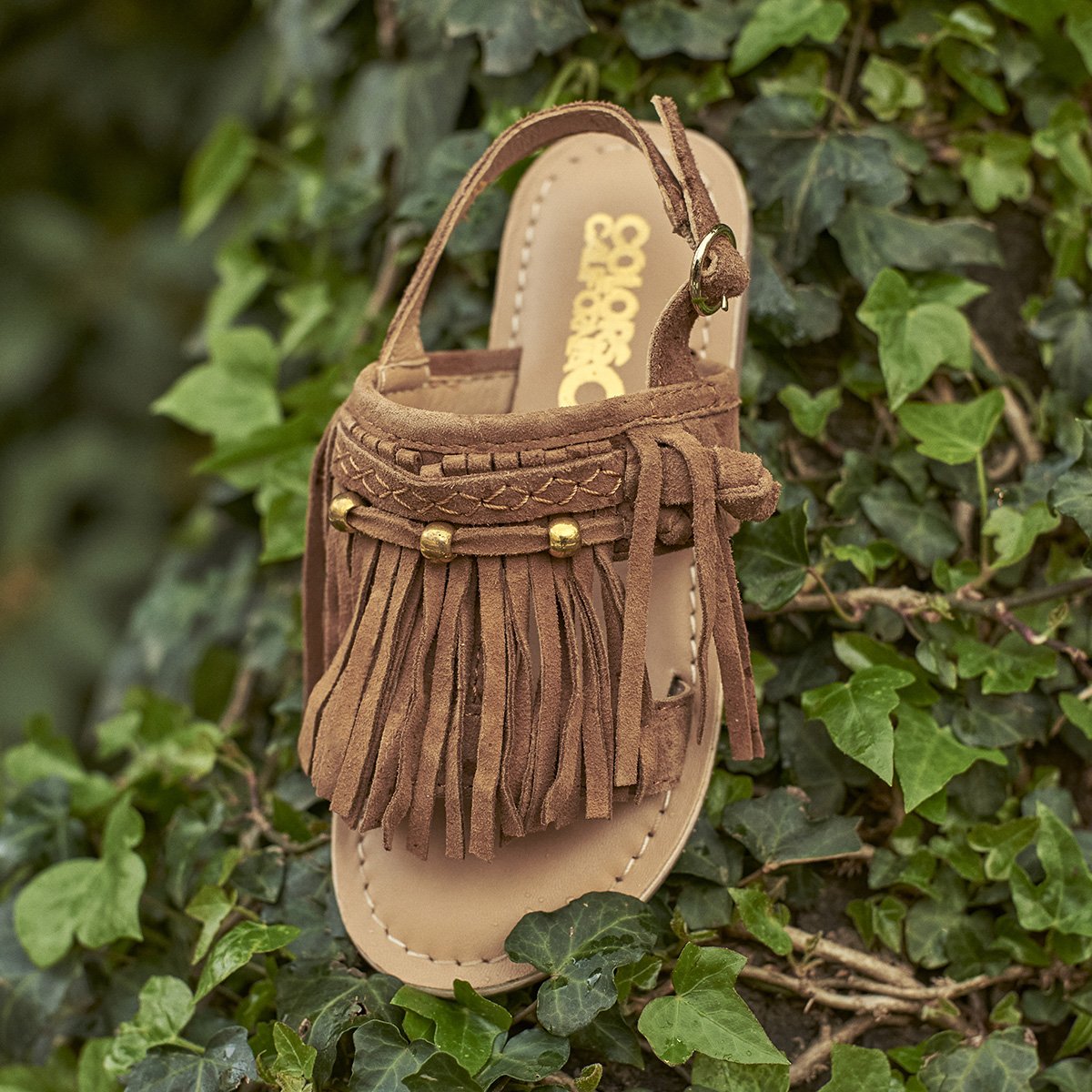 Sandale en cuir avec franges