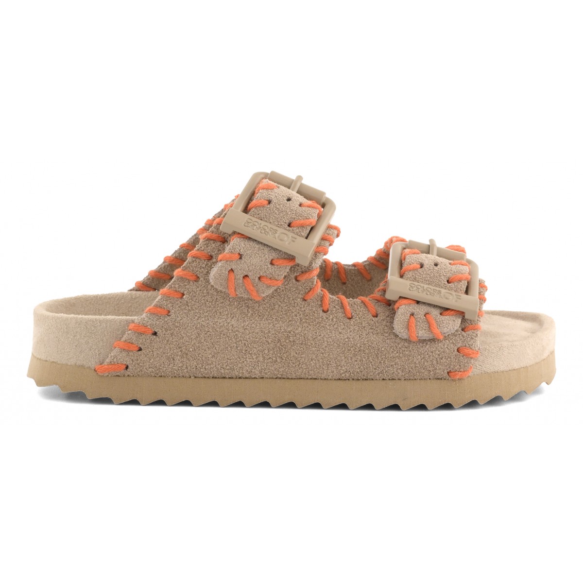 SLOFIK - Sandale en daim avec surpiqûres